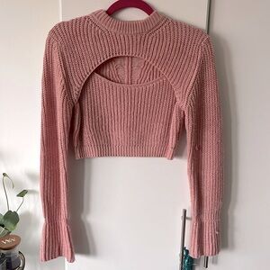 Cut-out sweater crop-top
